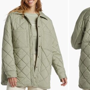 Billabong Quilted Shacket Jacket in Sage Green
